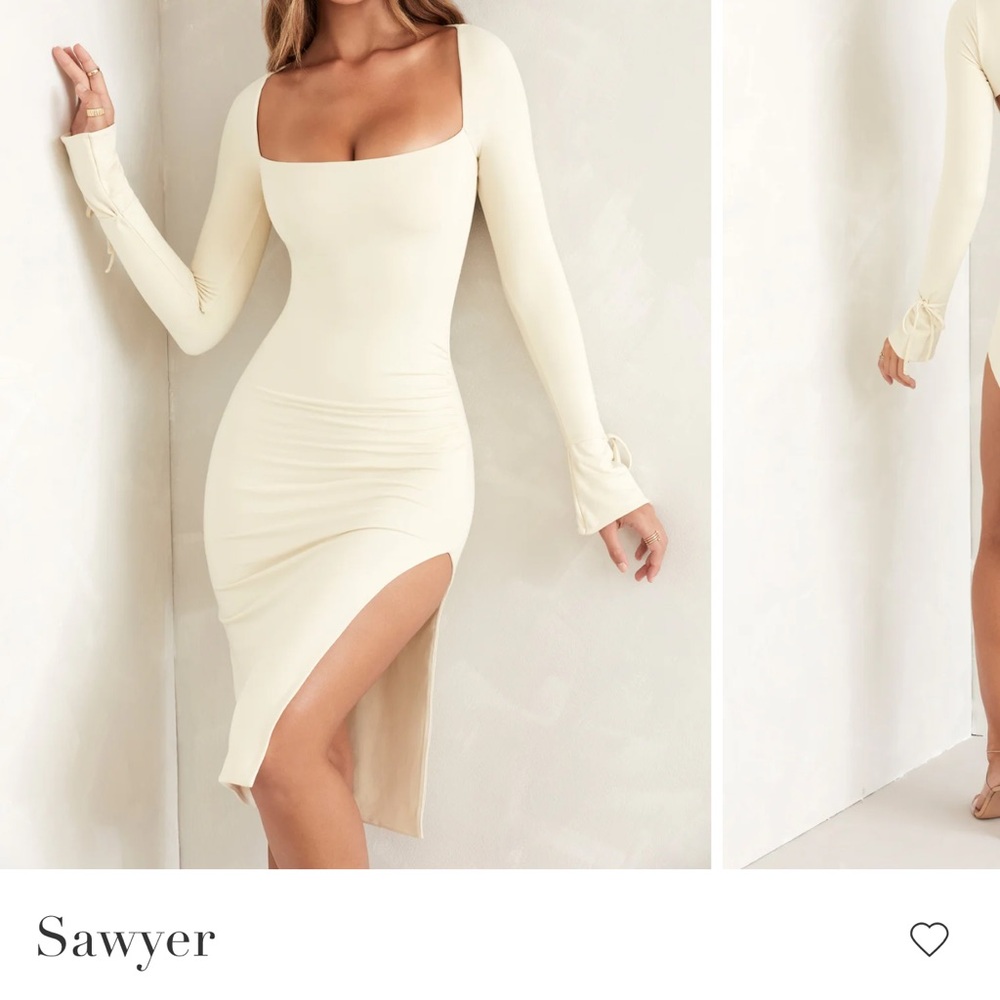 Oh Polly Cream Long Sleeve Dress